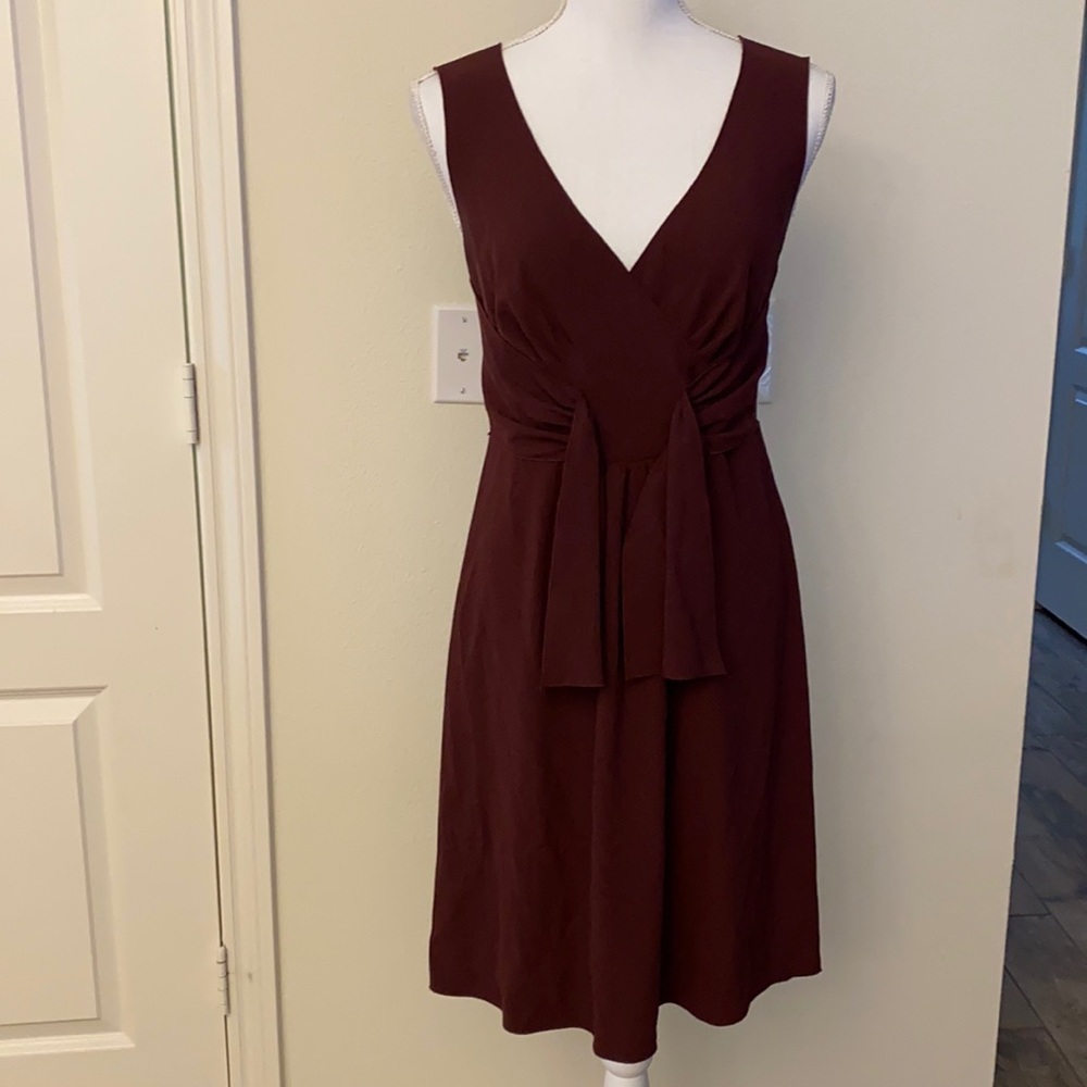 Loft V Neck sleeveless dress dark burgundy